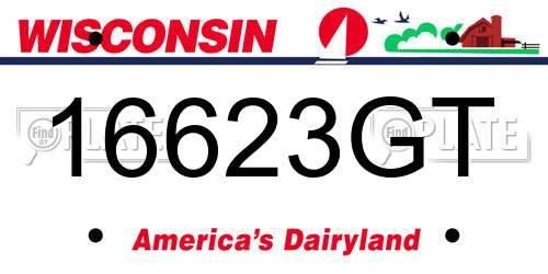 16623GT Wisconsin License Plate