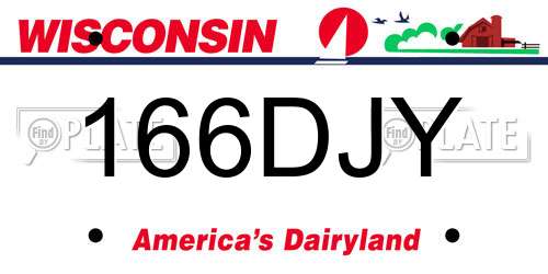 166DJY Wisconsin License Plate