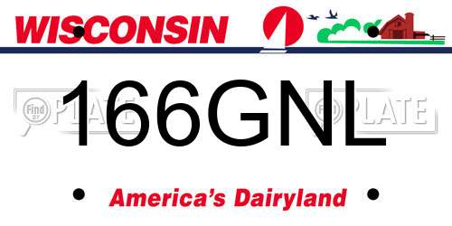 166GNL Wisconsin License Plate