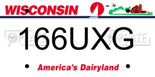 166UXG Wisconsin License Plate