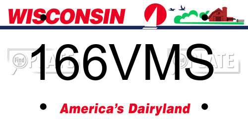 166VMS Wisconsin License Plate