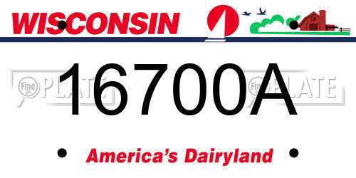 16700A Wisconsin License Plate