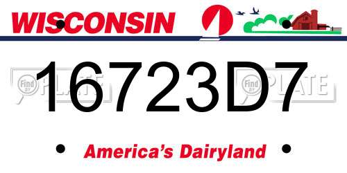 16723D7 Wisconsin License Plate