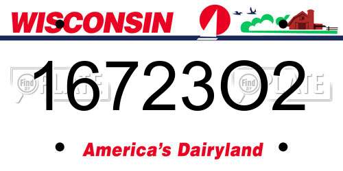 16723O2 Wisconsin License Plate
