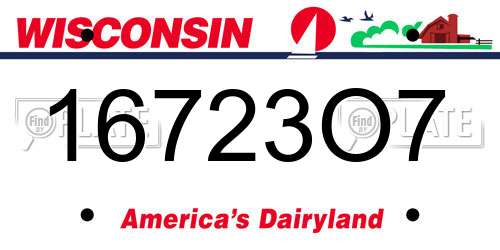 16723O7 Wisconsin License Plate