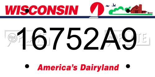 16752A9 Wisconsin License Plate