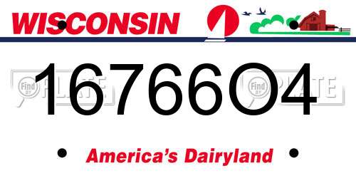 16766O4 Wisconsin License Plate