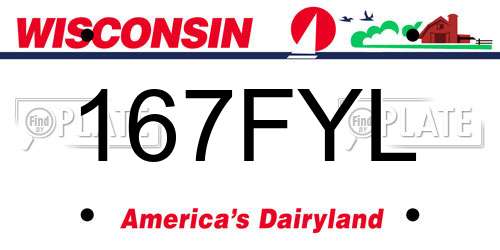 167FYL Wisconsin License Plate