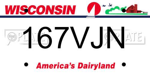 167VJN Wisconsin License Plate