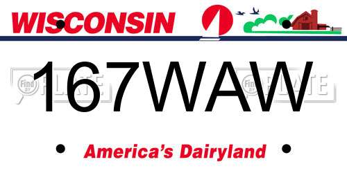 167WAW Wisconsin License Plate