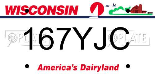 167YJC Wisconsin License Plate