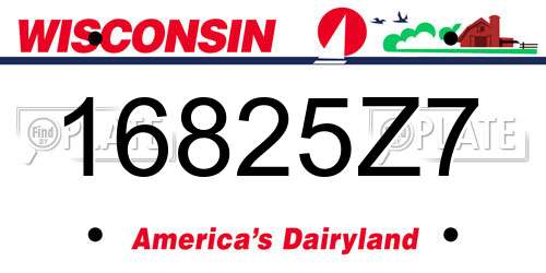 16825Z7 Wisconsin License Plate