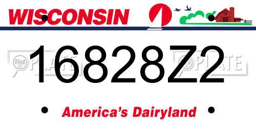 16828Z2 Wisconsin License Plate