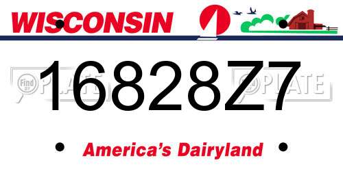 16828Z7 Wisconsin License Plate