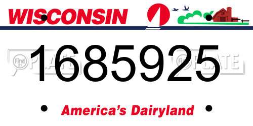 1685925 Wisconsin License Plate