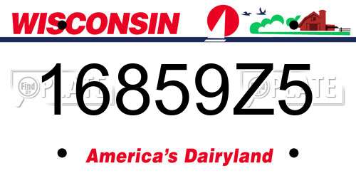 16859Z5 Wisconsin License Plate