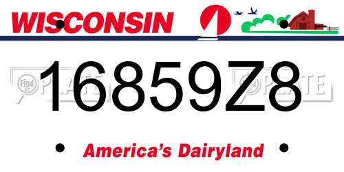 16859Z8 Wisconsin License Plate