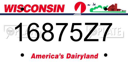 16875Z7 Wisconsin License Plate