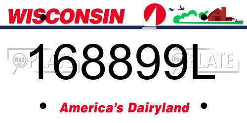 168899L Wisconsin License Plate