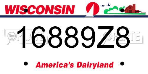 16889Z8 Wisconsin License Plate