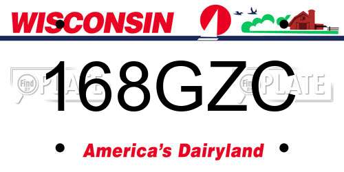 168GZC Wisconsin License Plate