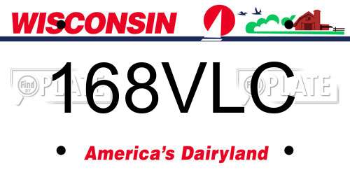 168VLC Wisconsin License Plate