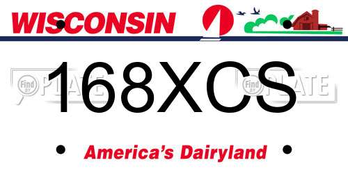 168XCS Wisconsin License Plate