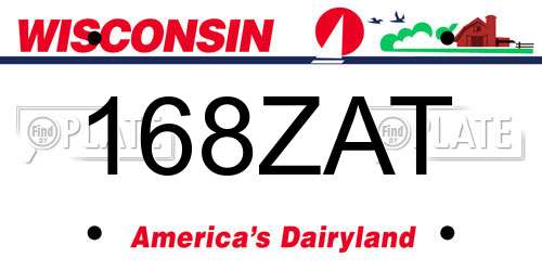 168ZAT Wisconsin License Plate