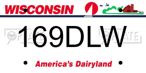 169DLW Wisconsin License Plate
