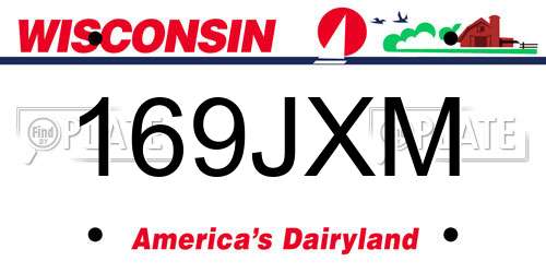 169JXM Wisconsin License Plate