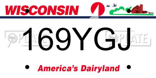 169YGJ Wisconsin License Plate
