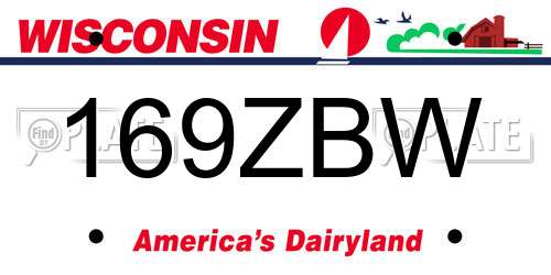 169ZBW Wisconsin License Plate