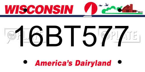 16BT577 Wisconsin License Plate