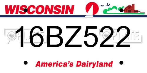 16BZ522 Wisconsin License Plate