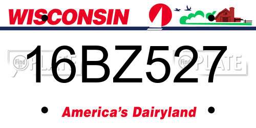16BZ527 Wisconsin License Plate