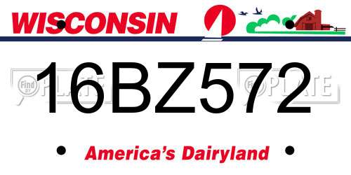 16BZ572 Wisconsin License Plate