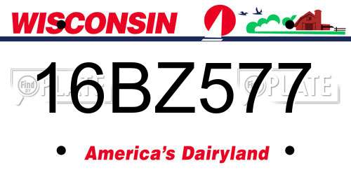 16BZ577 Wisconsin License Plate
