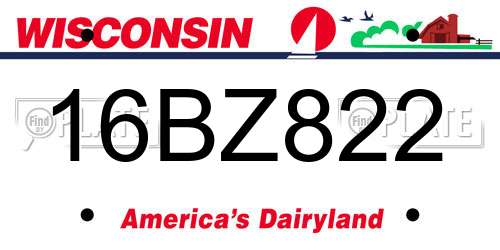 16BZ822 Wisconsin License Plate