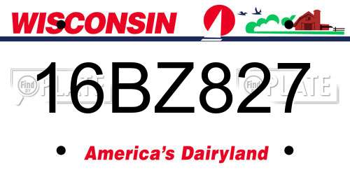 16BZ827 Wisconsin License Plate