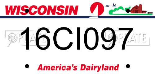 16CI097 Wisconsin License Plate