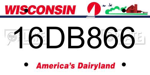16DB866 Wisconsin License Plate