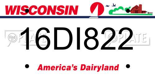 16DI822 Wisconsin License Plate