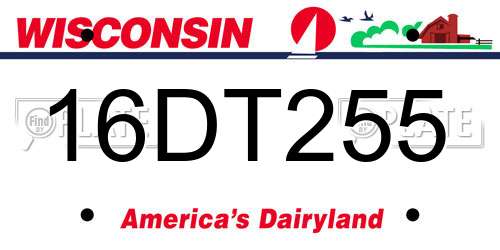 16DT255 Wisconsin License Plate