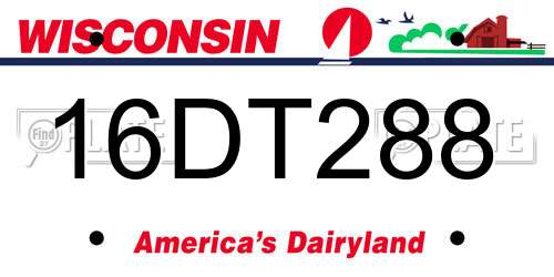 16DT288 Wisconsin License Plate