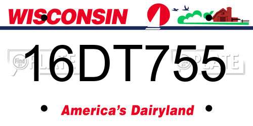 16DT755 Wisconsin License Plate