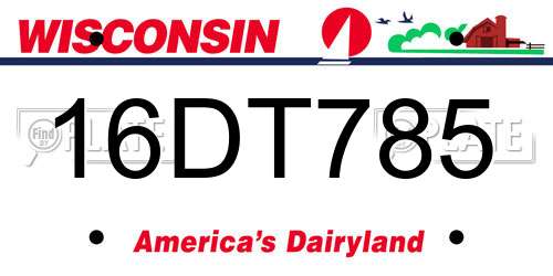 16DT785 Wisconsin License Plate