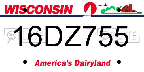 16DZ755 Wisconsin License Plate