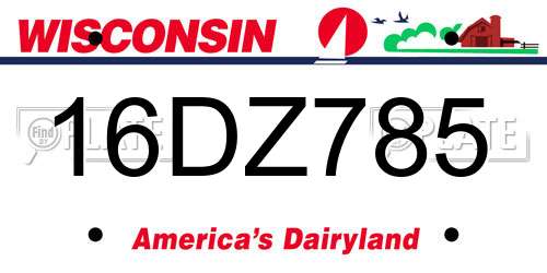 16DZ785 Wisconsin License Plate