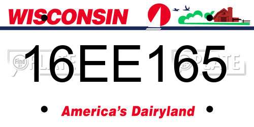 16EE165 Wisconsin License Plate