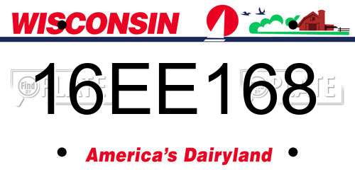 16EE168 Wisconsin License Plate